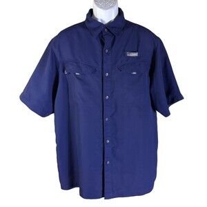 HABIT Men's Short Sleeve Button Down Vented Fishing Shirt Purple Large
